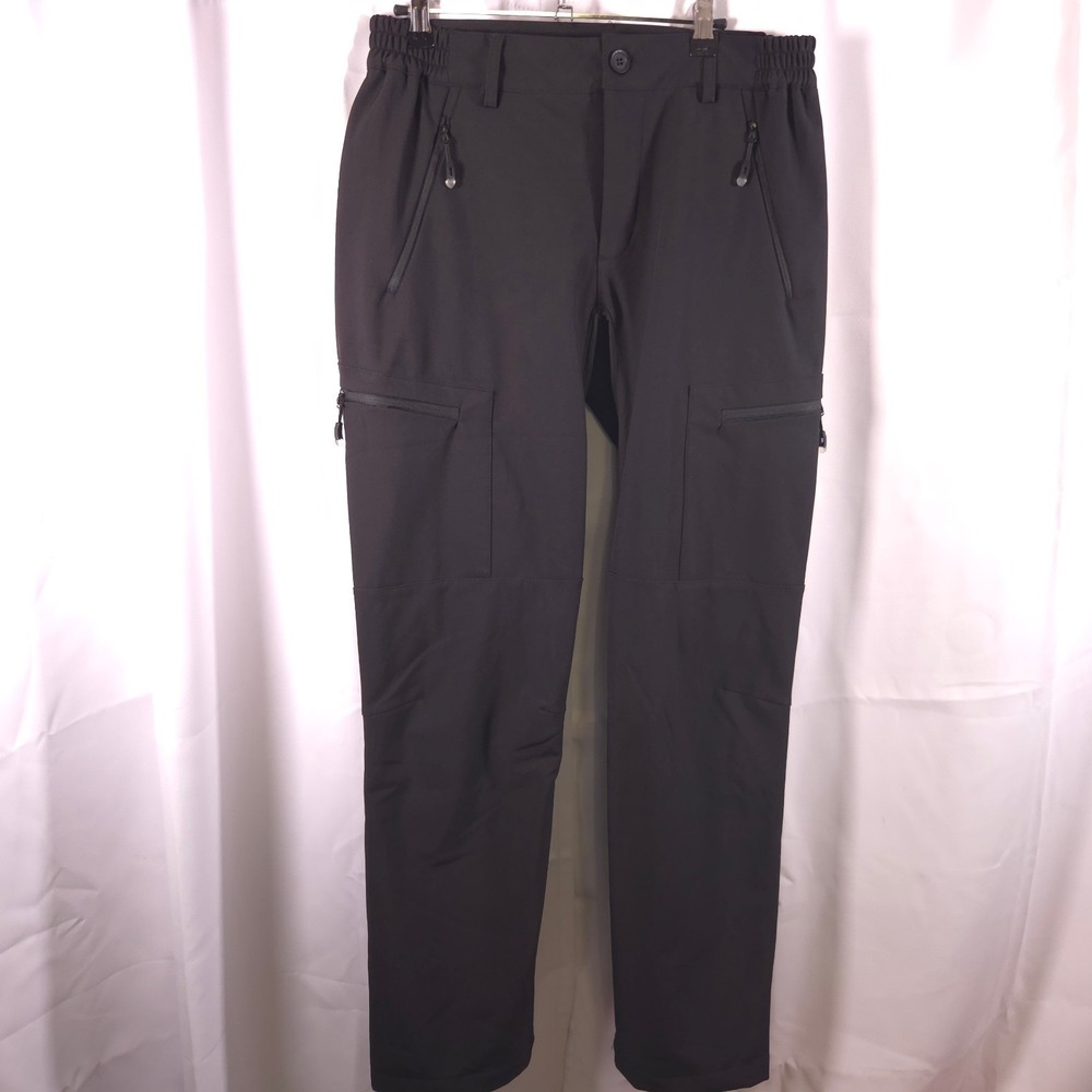 NWOT Gash Hao Black Ski Pants Men's 32x32 Softshell 5 Zip Pockets